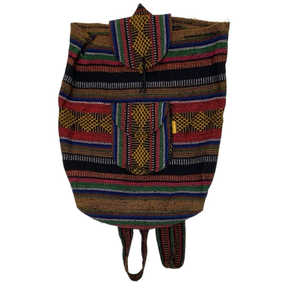 Woven Mexican Multicolor Drawstring Backpack